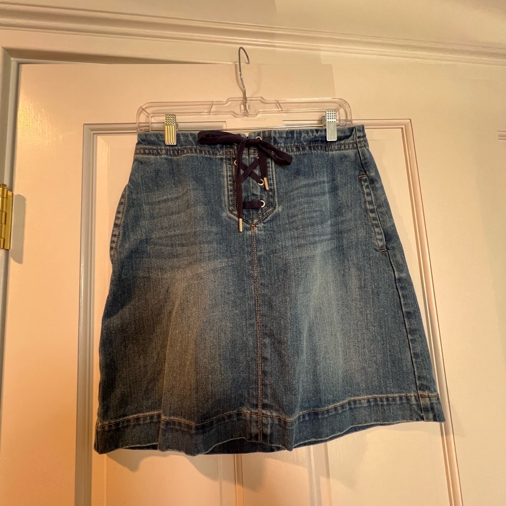Loft Denim Lace-Up Skirt